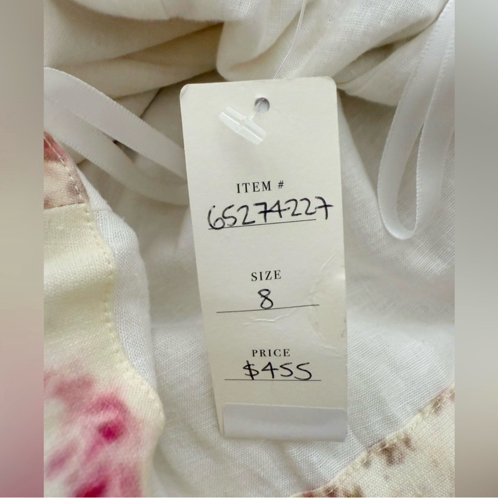 NWT V. Chapman Luna Linen Blend Midi Dress in English Rose Size 8 crystals - Picture 9 of 11